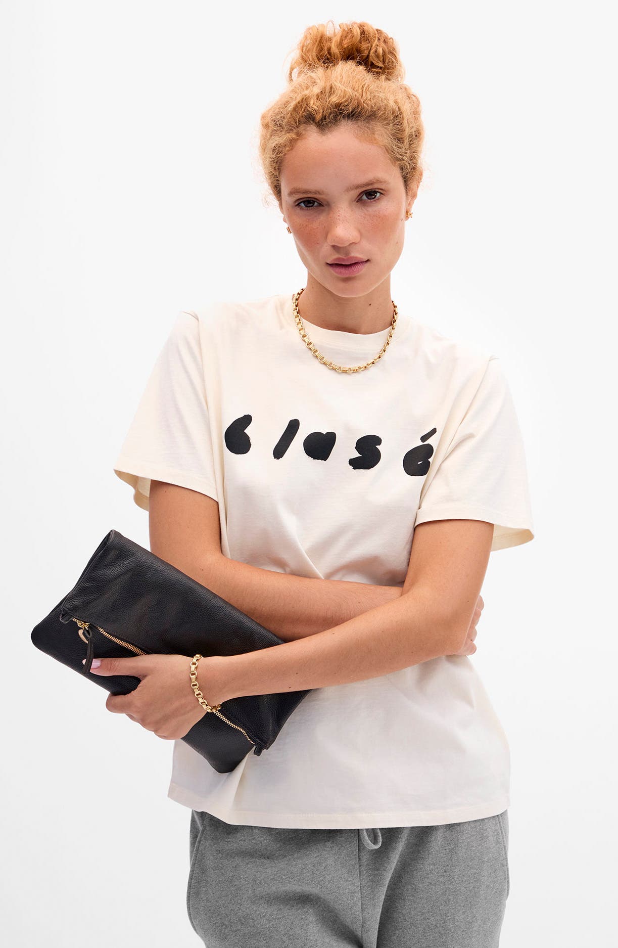 Clare V. Foldover Petit Caviar Leather Clutch, Alternate, color, Black