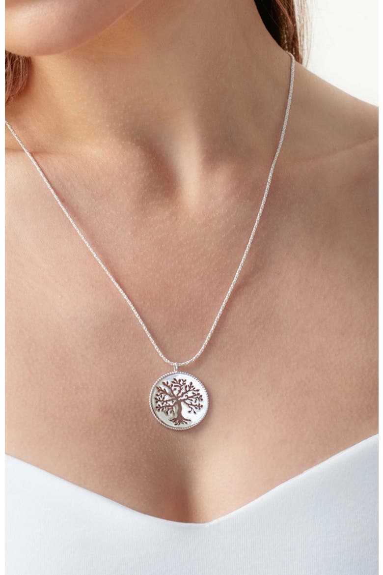 Olive Tree Necklace, Alternate, color,   Sterling Silver