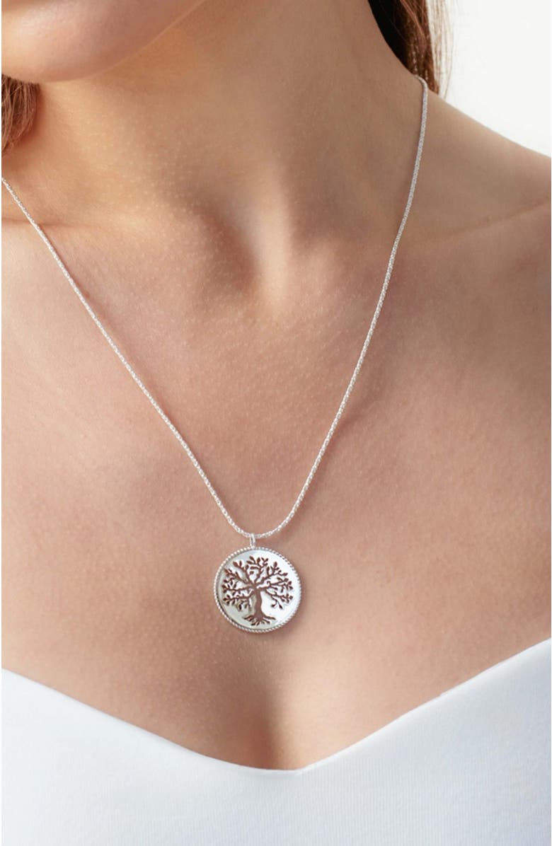Rizen Jewelry Olive Tree Necklace, Alternate, color,   Sterling Silver