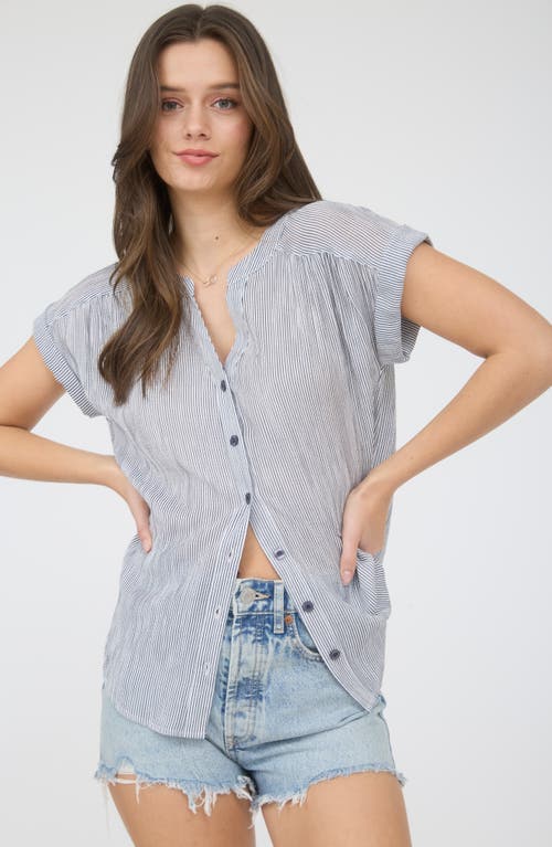 BLU PEPPER BLU PEPPER STRIPE SHORT SLEEVE BUTTON-UP SHIRT 