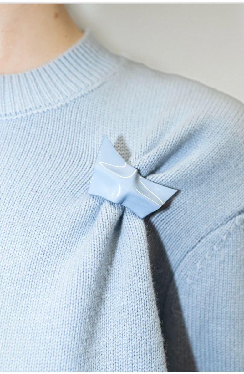 KATE BARTON Pinched Merino Cashmere Sweater, Alternate, color, Steel Blue