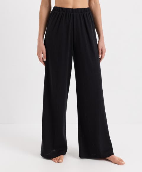 Organic Cotton Pointelle Wide Leg Pant