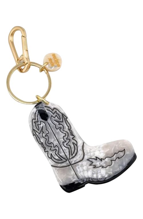 Solar Eclipse Hand Painted Cowboy Boot Key Chain Bag Charm In Gray