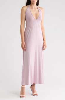 Plunge Halter Neck Maxi Dress