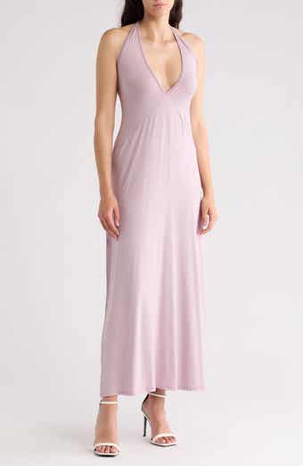Plunge Halter Neck Maxi Dress