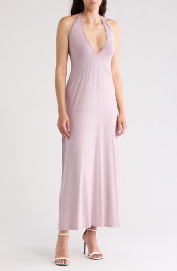 Go Couture Plunge Halter Neck Maxi Dress