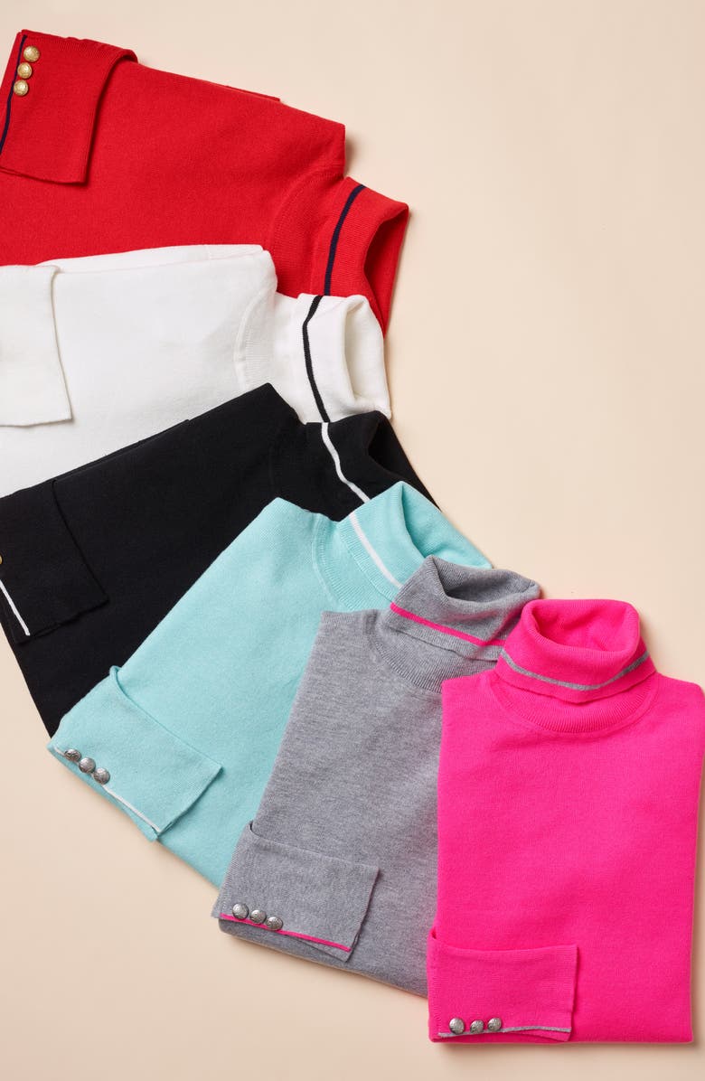 Court & Rowe Button Cuff Tipped Turtleneck Sweater, Alternate, color, 