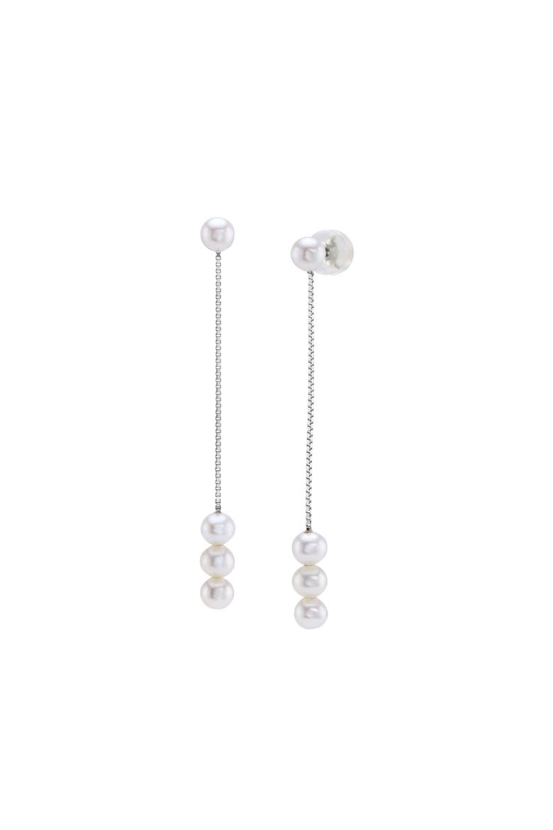 White Freshwater Pearl Bree Earrings, Main, color, White Gold