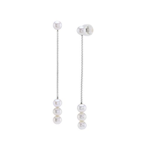 The Pearl Source White Freshwater Pearl Bree Earrings In Gold
