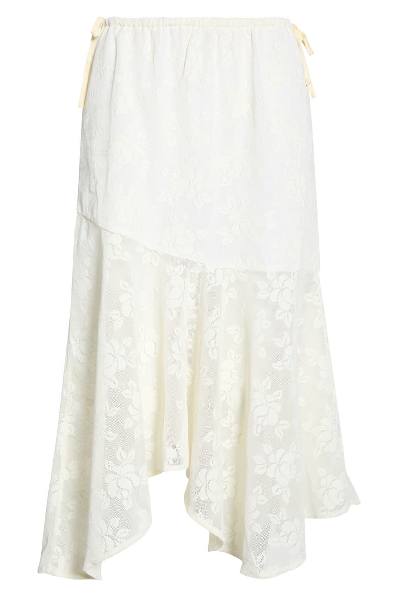 Floral Lace Asymmetric Skirt, Alternate, color, ECRU