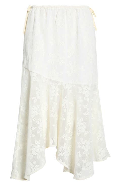 Floral Lace Asymmetric Skirt