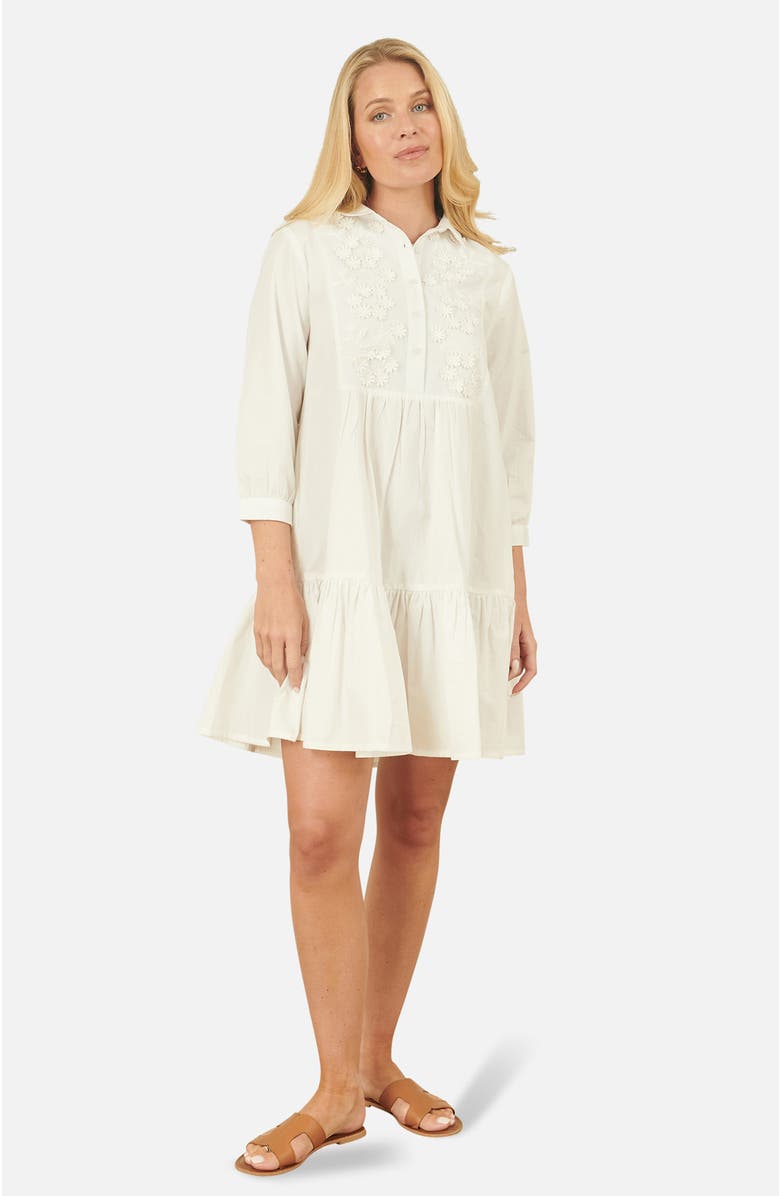 Yumi Cotton Flower Tunic Dress, Main, color, White