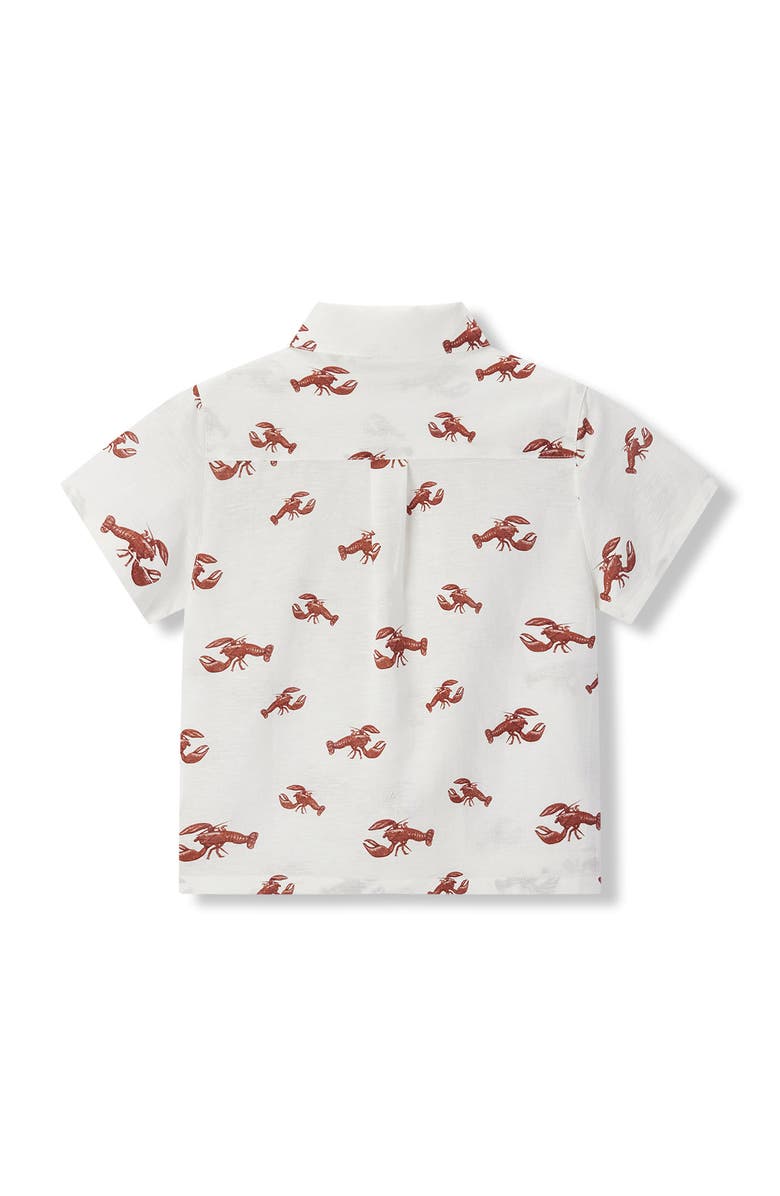 Milkbarn Linen Buttonup Shirt And Shorts Set, Alternate, color, Cream Lobster