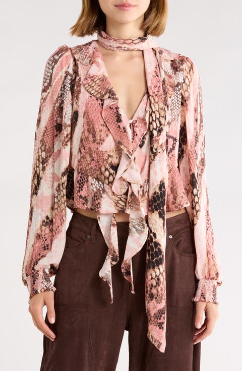 Ruffle Crop Chiffon Top