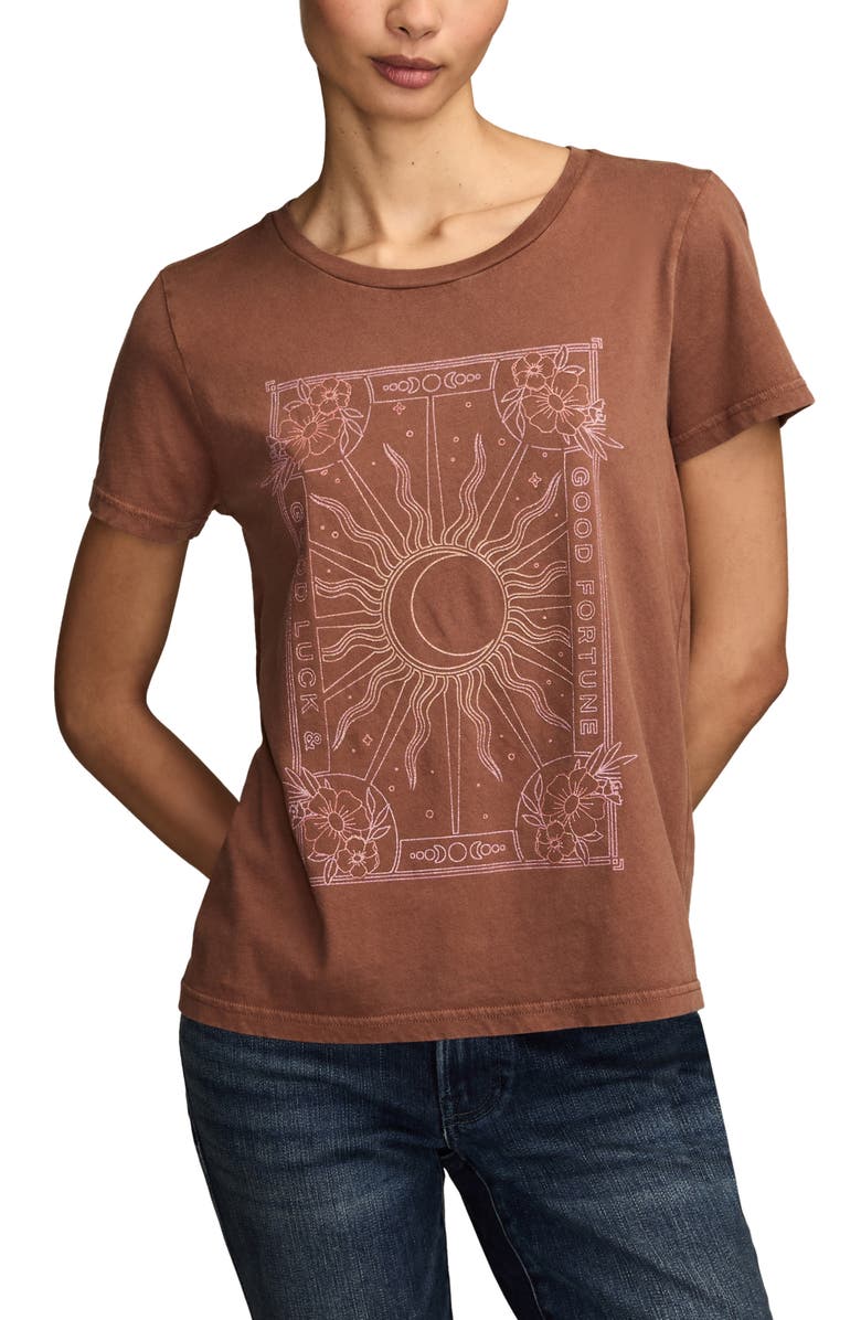 Lucky Brand Good Fortune Sun Cotton Graphic T-Shirt, Main, color, Mustang