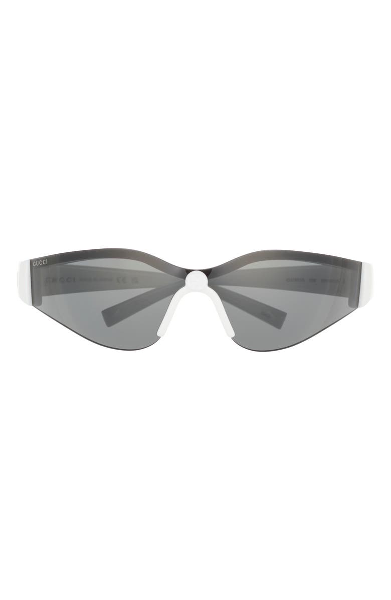 Gucci 99mm Shield Sunglasses, Main, color, White White Grey