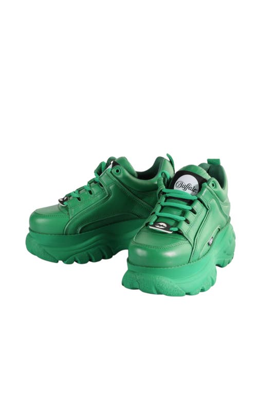 Buffalo Boots Classic Low Leather Sneaker In Green