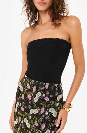 Rama Lace Trim Rib Strapless Top