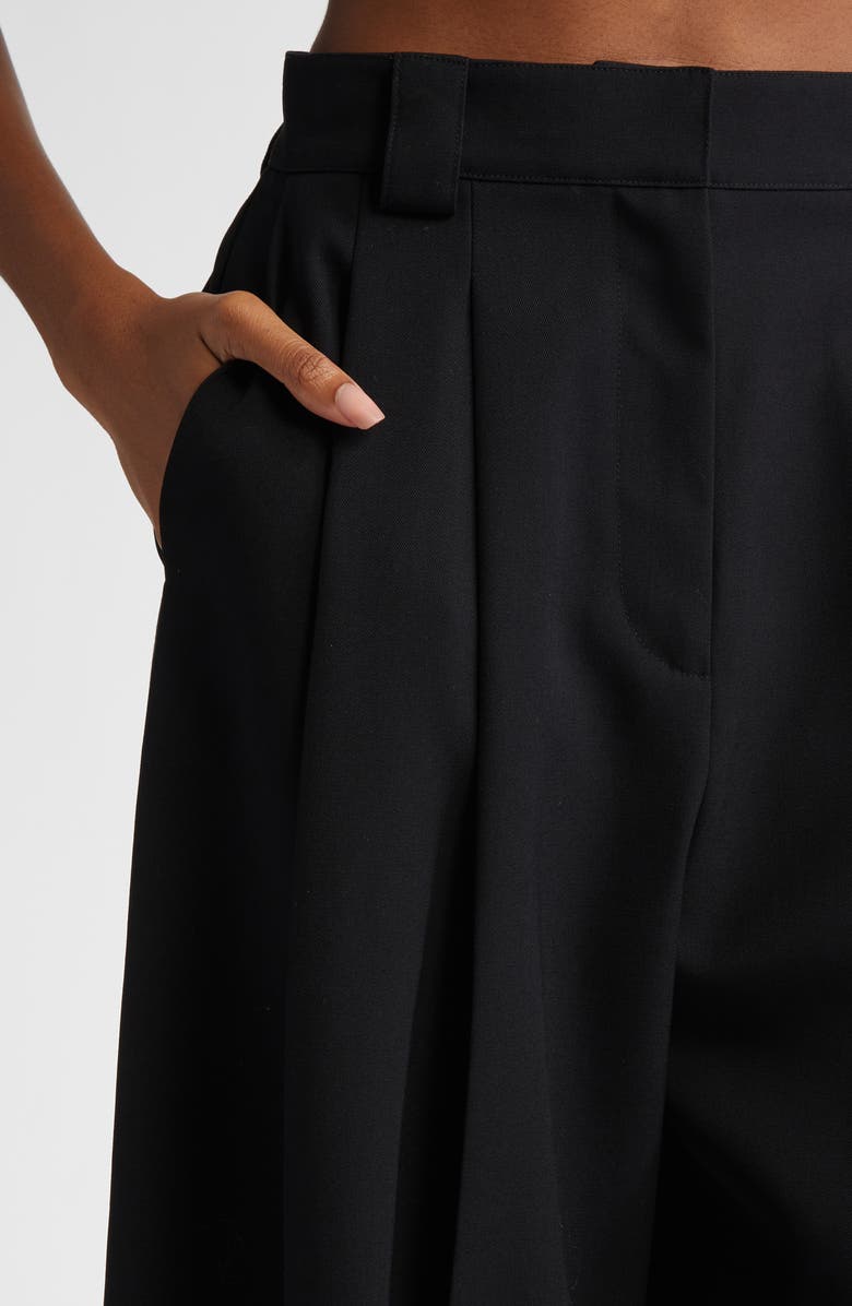 Alexander Wang Pleated High Waist Wide Leg Wool Pants, Alternate, color, 