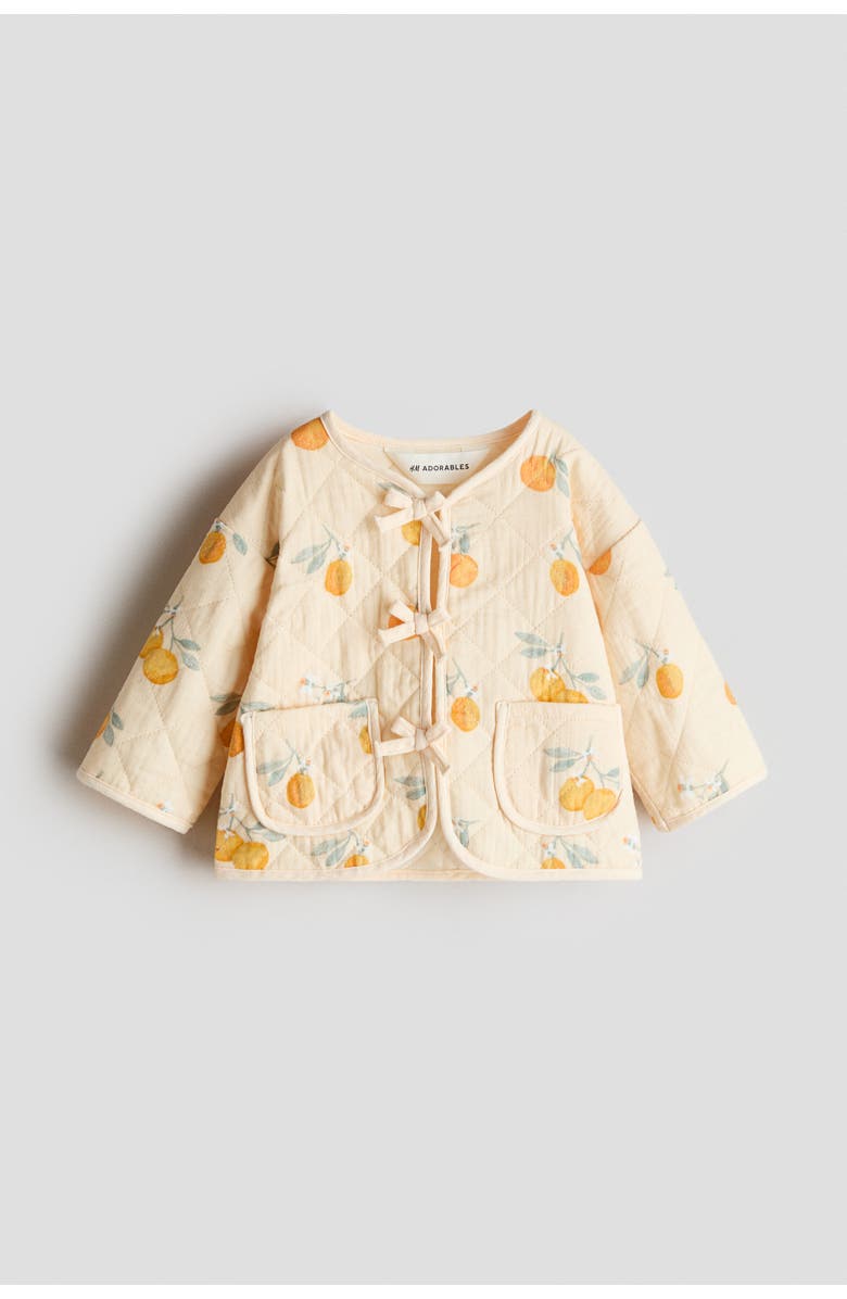 H&M Quilted Cotton Jacket, Main, color, Light Beige/Lemons