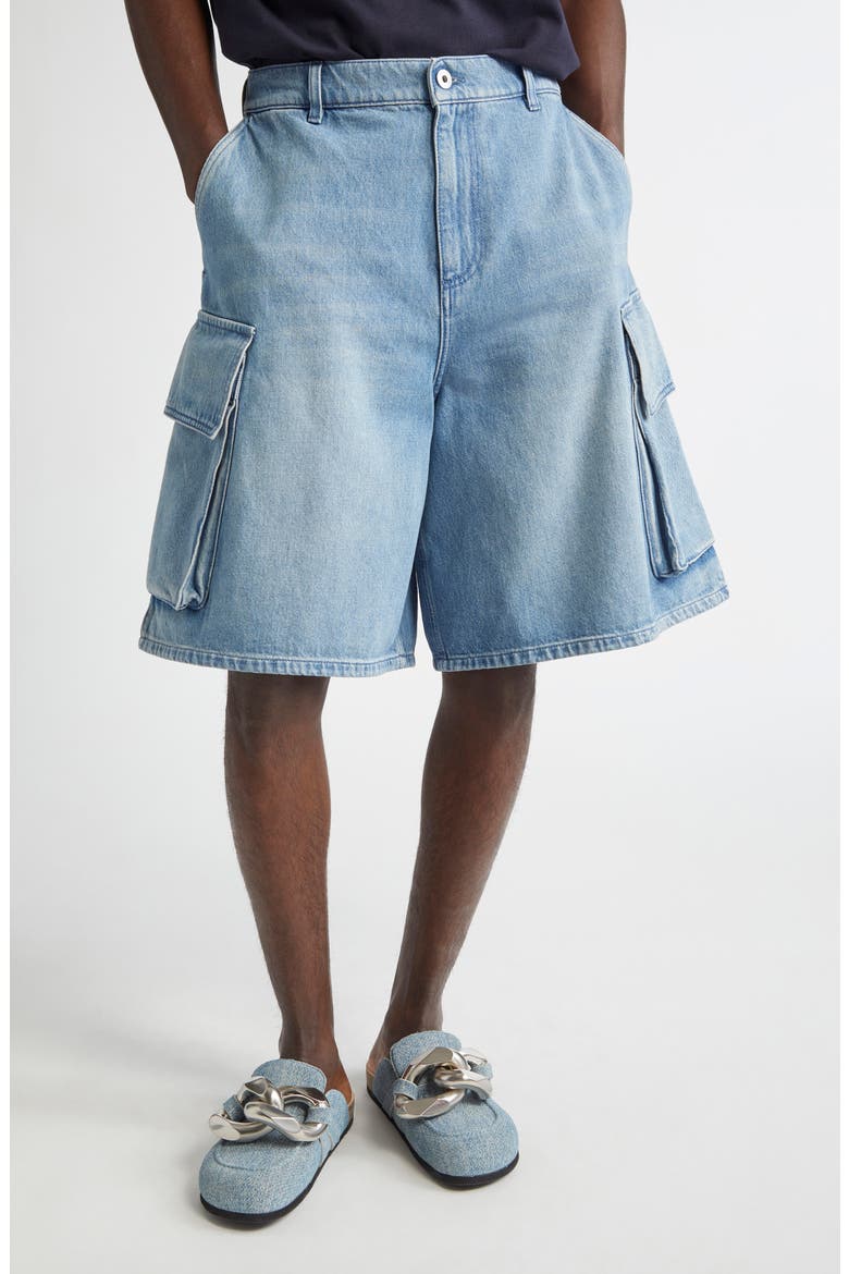 Cargo Denim Shorts, Main, color, LIGHT BLUE