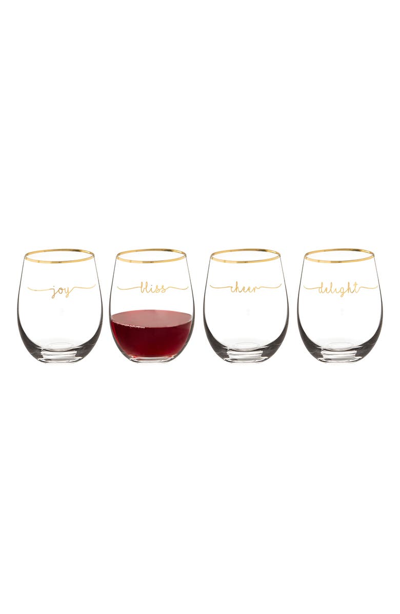 Cathy's Concepts Bliss Set of 4 Stemless Wine Glasses, Alternate, color, 