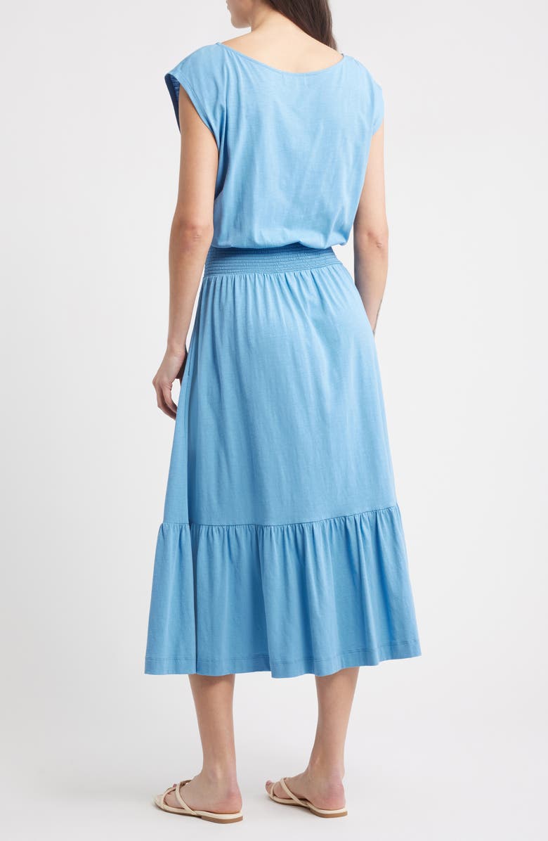 Nation LTD Evonne Smock Waist Pima Cotton Knit Dress, Alternate, color, Seascape