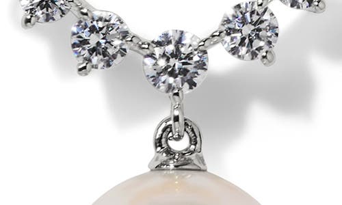 Nadri Faux Pearl & Cubic Zirconia Necklace In Metallic