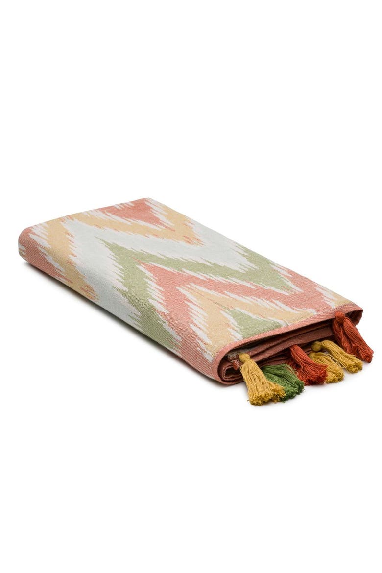 Chevron Loom Turkish Cotton Towel & Throw, Main, color, Clay & Olive