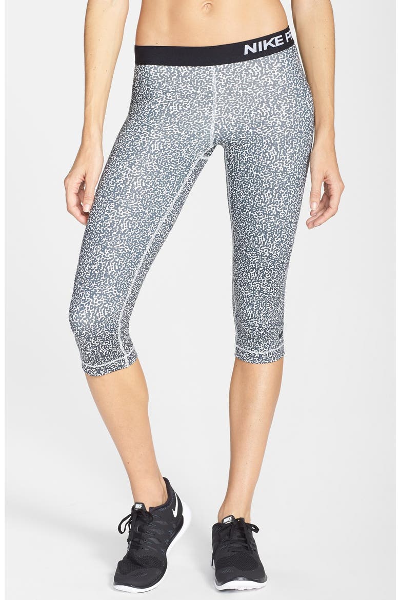 'Pro - Mezzo' Print Capris, Main, color, IVORY/ DARK ASH
