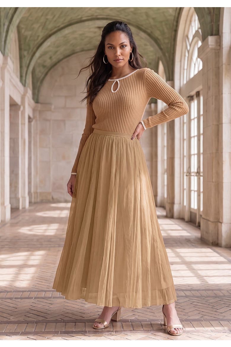 Flowing Crinkled Maxi Skirt, Alternate, color, BLACK