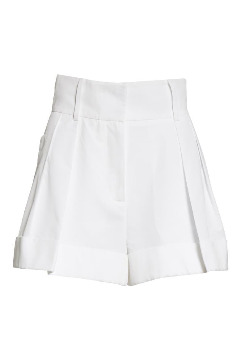 Pleated Taffeta Shorts, Alternate, color, BIANCO