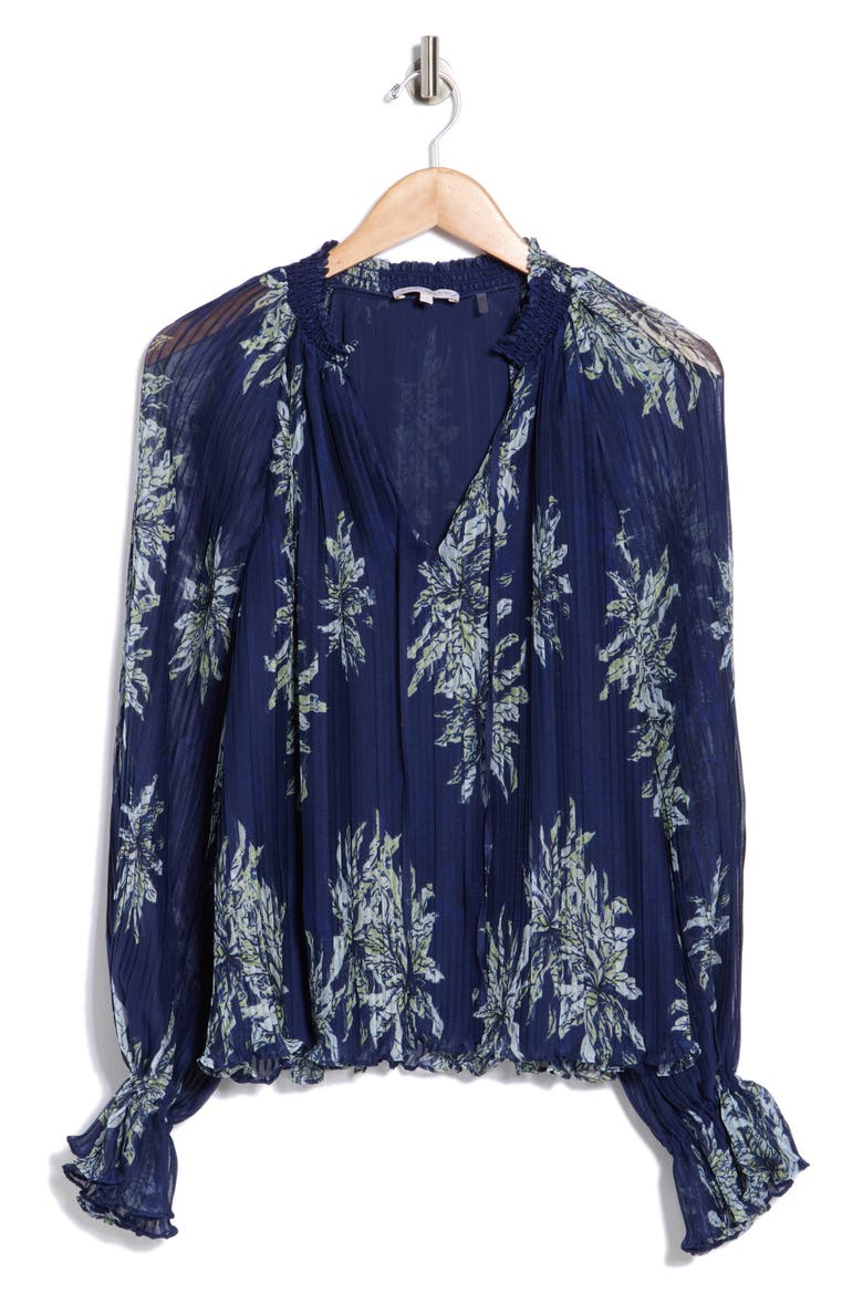 Kassie Floral Print Top, Alternate, color, NAVY FLORAL