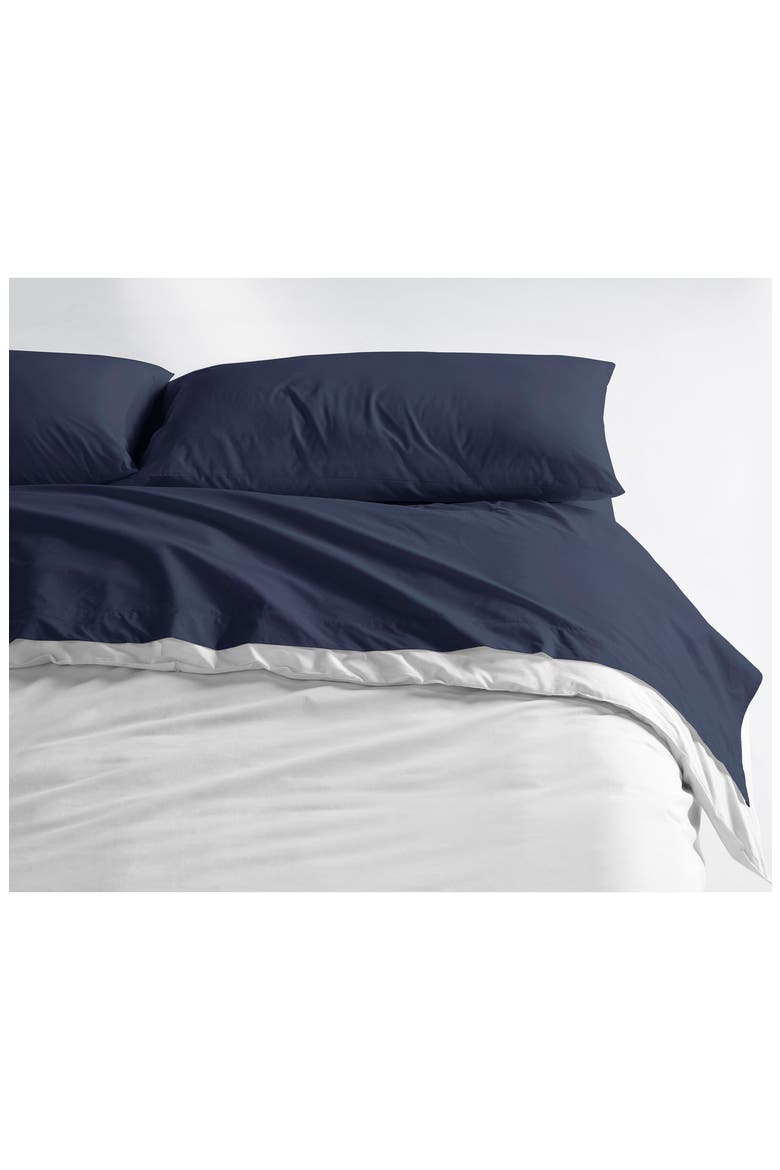Sateen 276 Thread Count Organic Cotton Duvet Cover, Alternate, color, NAVY