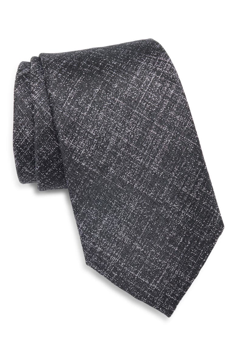 Textured Silk Tie, Main, color, BLACK