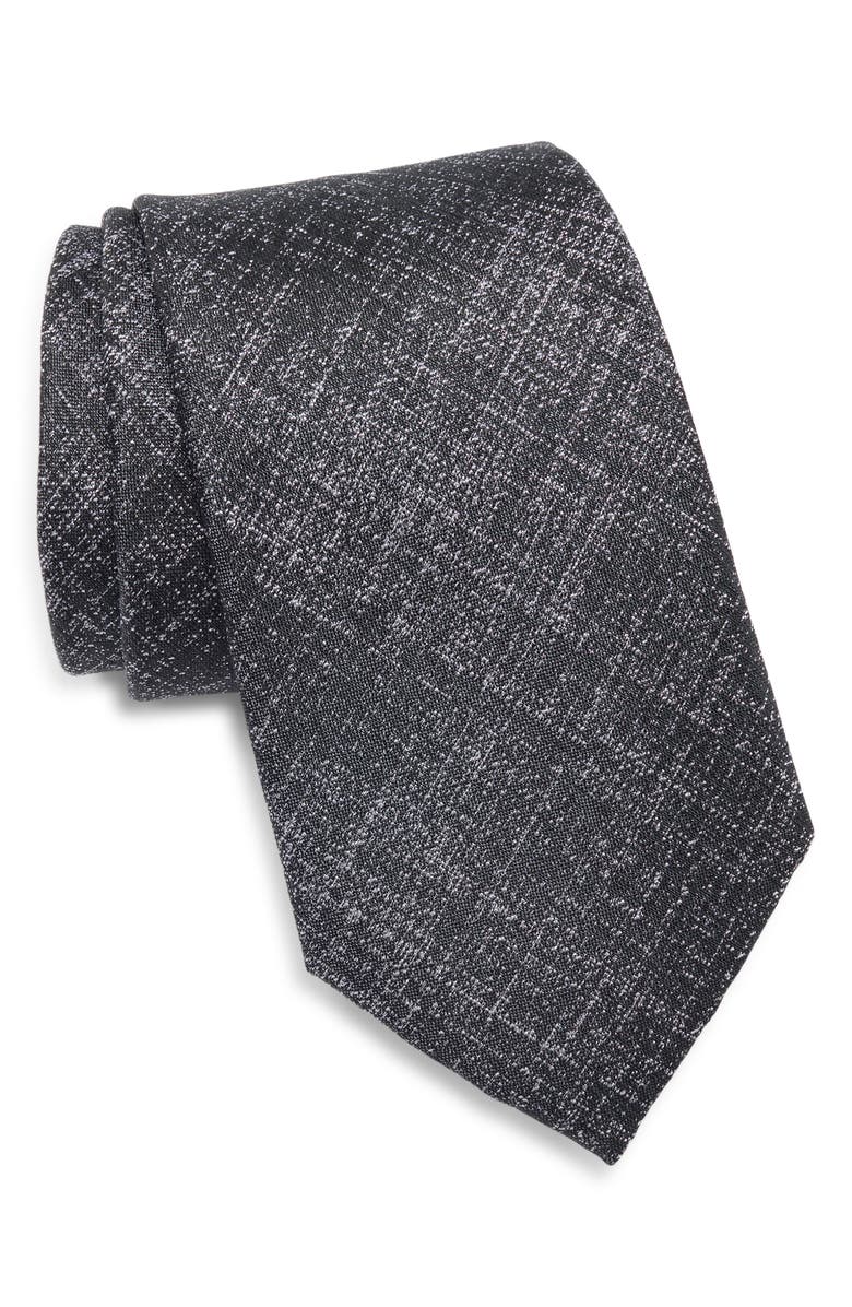 Nordstrom Textured Silk Tie, Main, color, Black