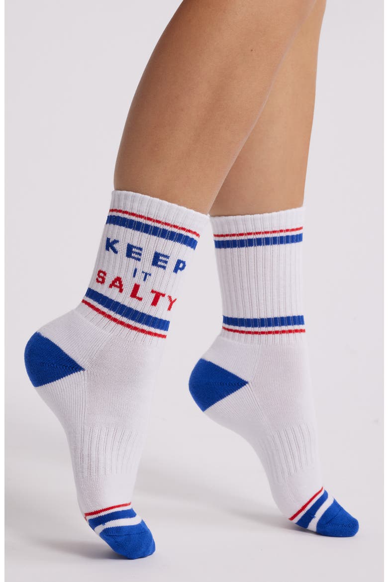 Keep it Salty Crew Socks, Main, color, WHITE