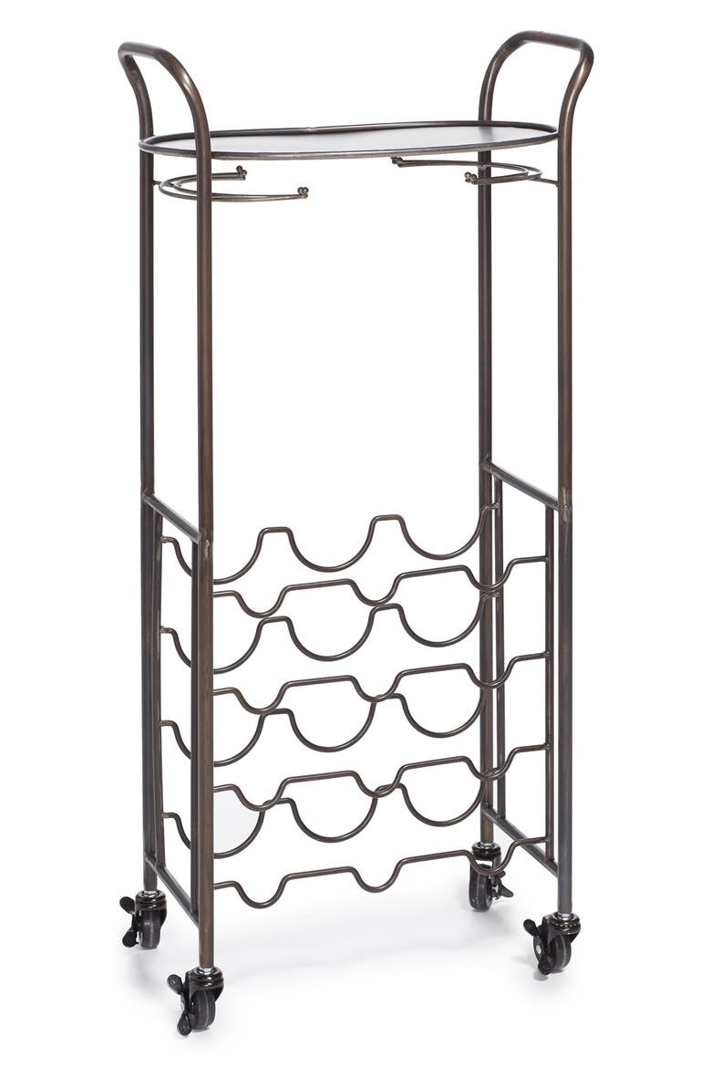 Rolling Metal Wine Cart, Main, color, RAW