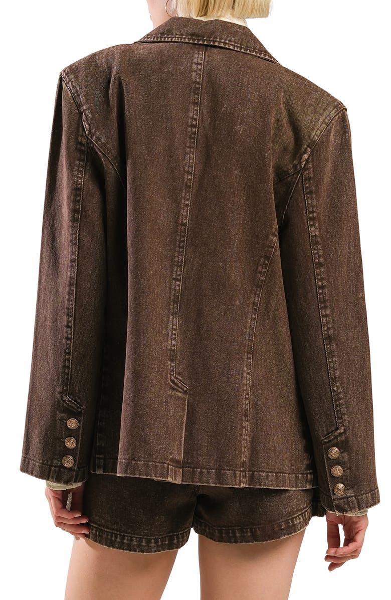 FREEMARKET Washed Denim Blazer, Alternate, color, Brown