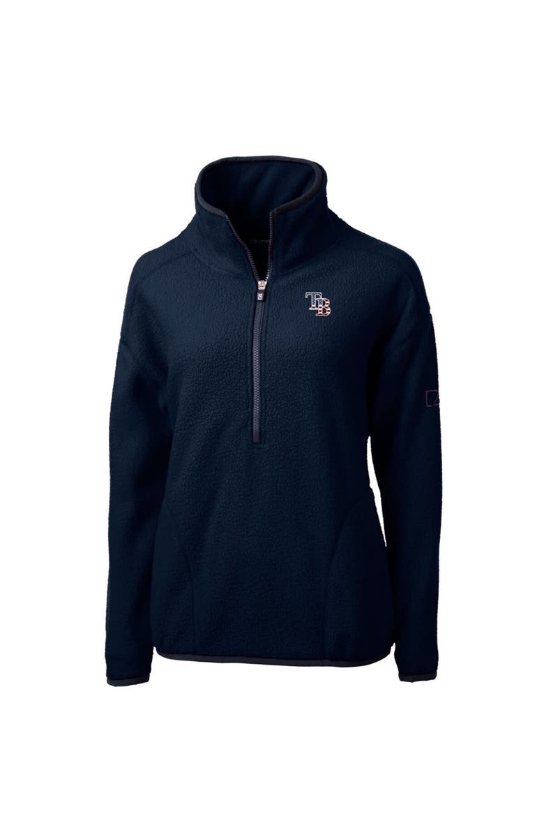 Cutter & Buck Women's Cutter & Buck Navy Tampa Bay Rays Americana Logo Cascade Eco Sherpa Fleece Half-Zip Pullover Jacket, Alternate, color, 