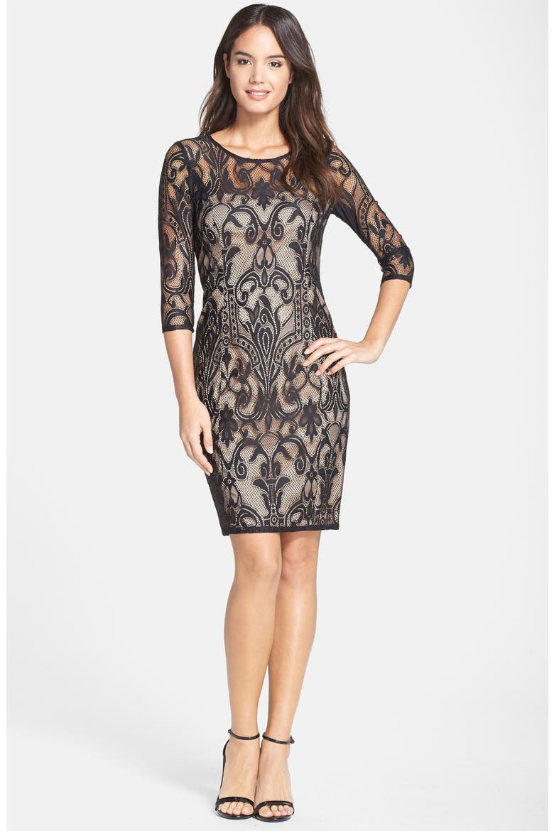 Lace Sheath Dress, Alternate, color, BLACK