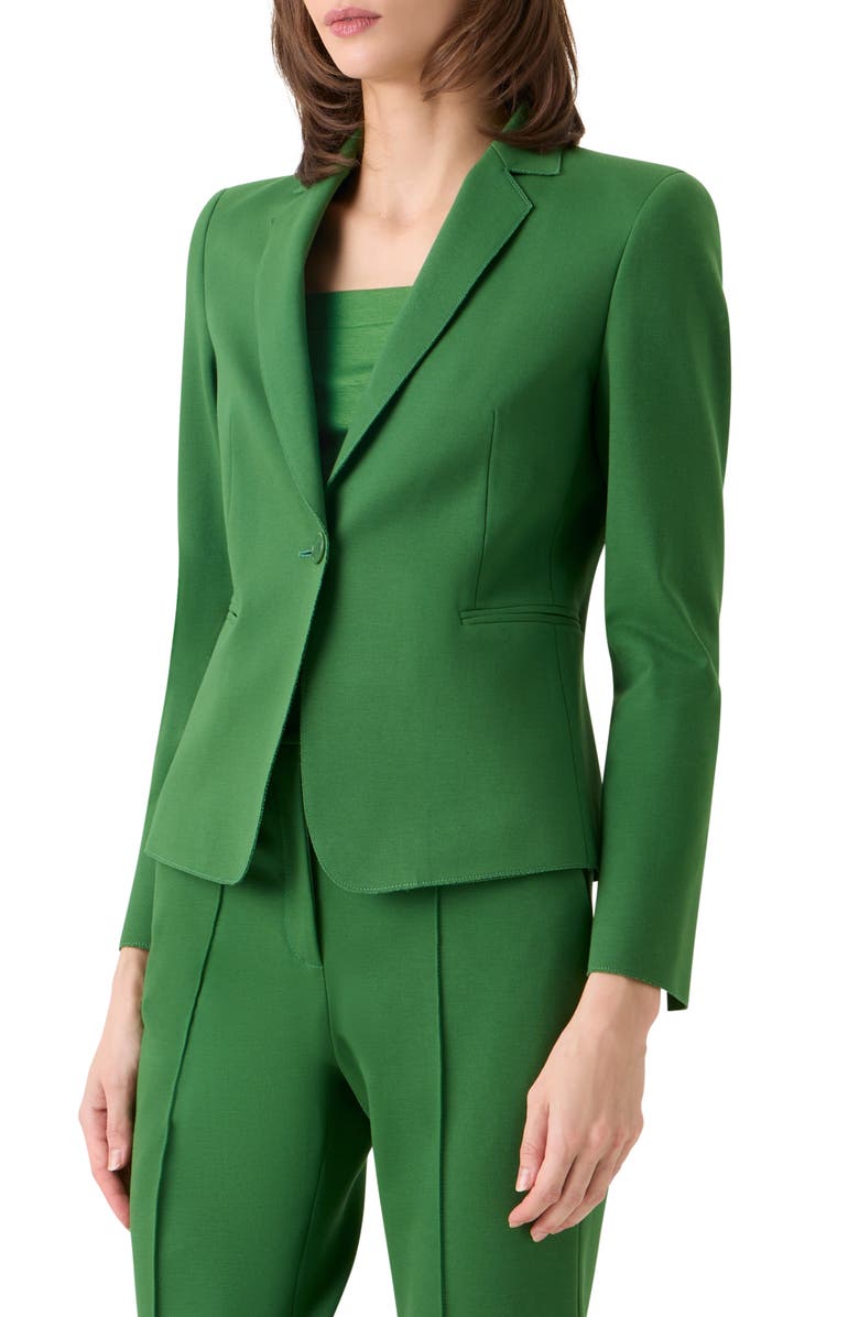Akris punto Fitted Signature Jersey Blazer, Alternate, color, Green
