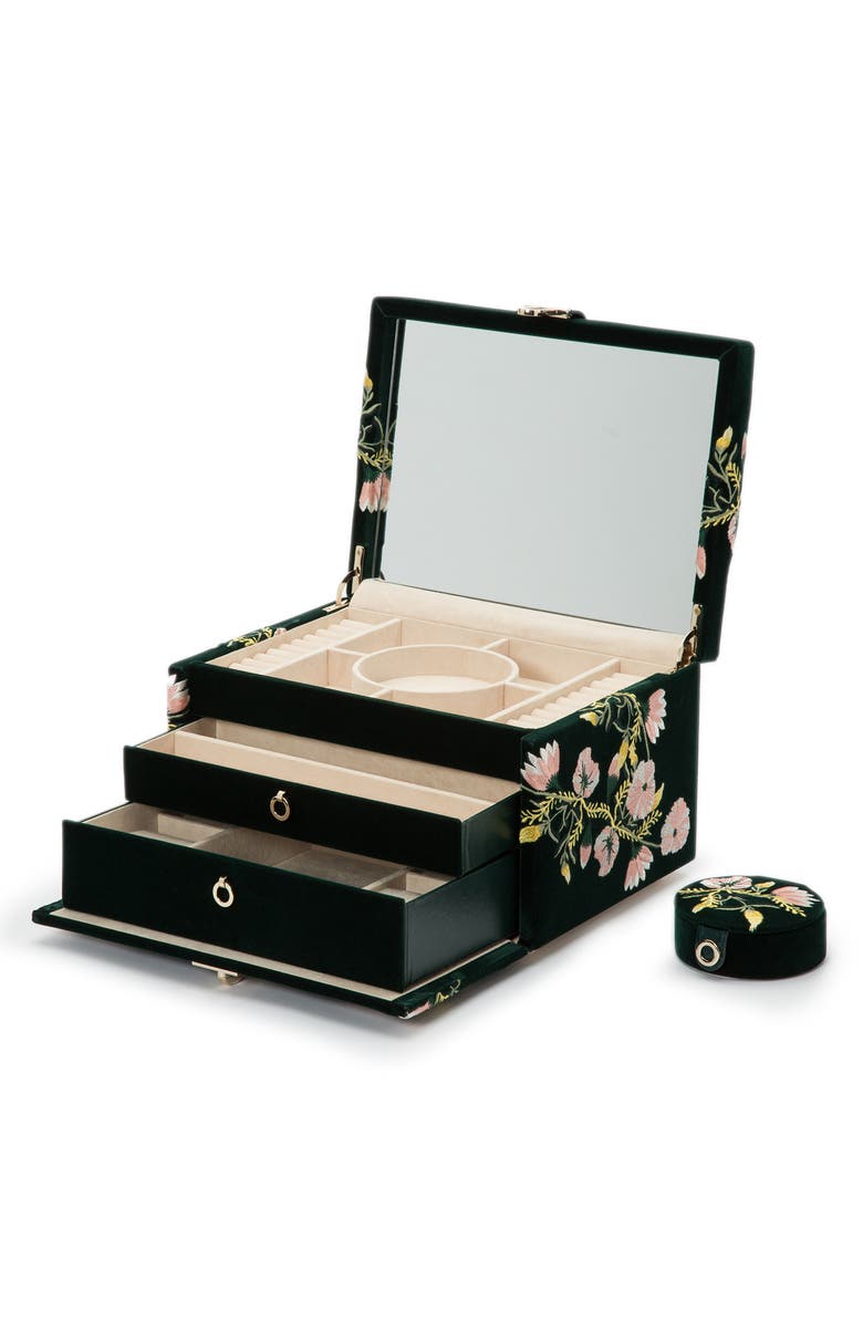 WOLF Zoe Medium Jewelry Box, Alternate, color, Forest Green