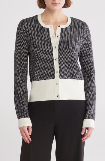 Calvin Klein Chevron Sweater Cardigan In Multi