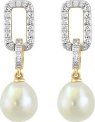 EFFY Diamond & Freshwater Pearl Drop Earrings