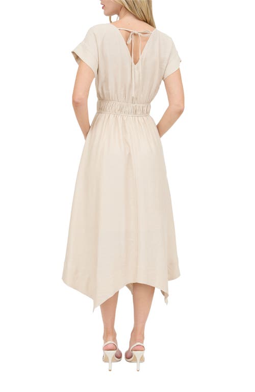 August Sky Asymmetric Shift Dress In Light Khaki