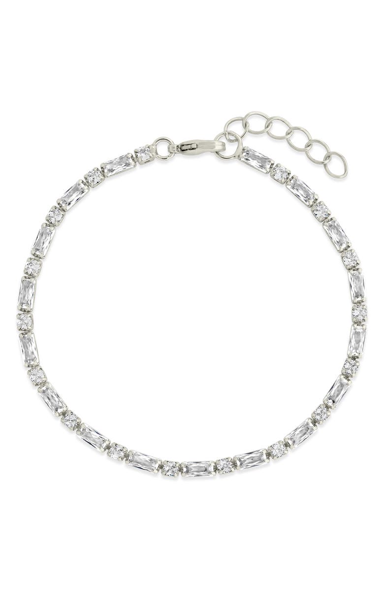 Sterling Forever Georgia Cubic Zirconia Tennis Bracelet, Main, color, Silver