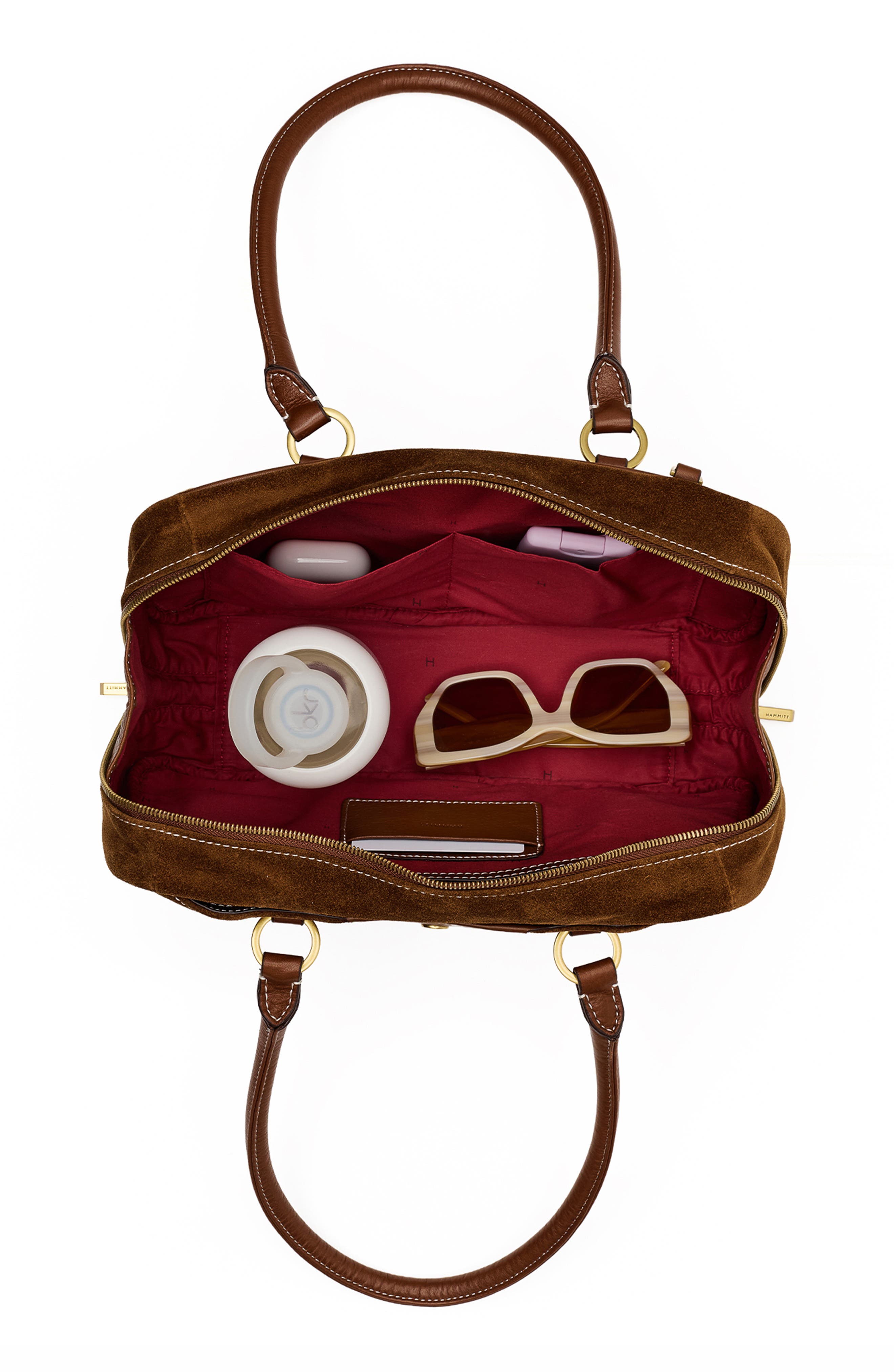 Meredith Medium Suede Shoulder Bag, Alternate, color, CINNAMON SUEDE/ ANTIQUE GOLD