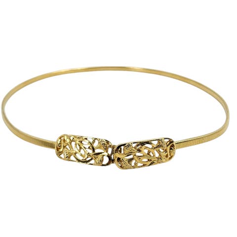Vintage 1970s Costume Gold Floral Buckle Belt
