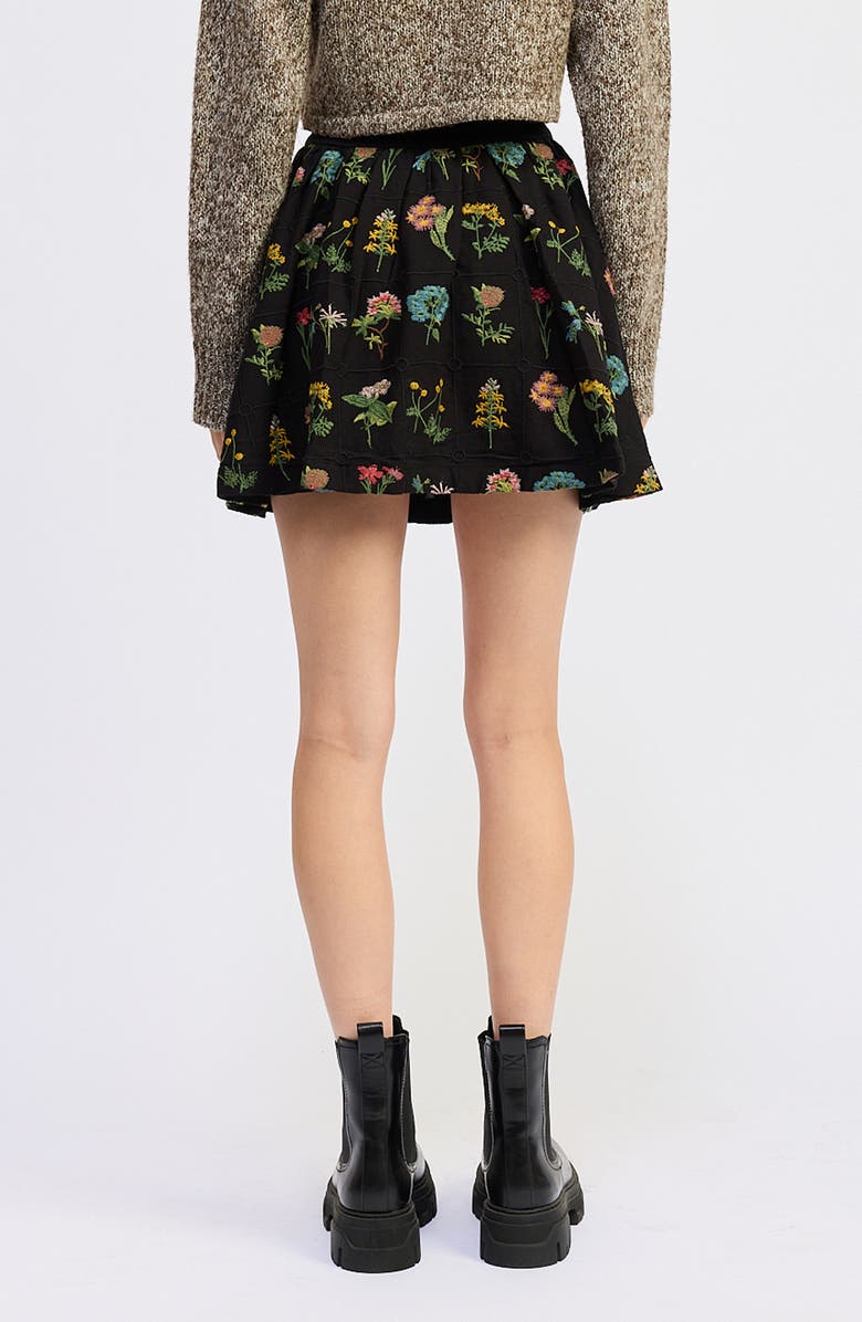 JACQUIE THE LABEL Lia Floral Embroidery Miniskirt, Alternate, color, Black Multi
